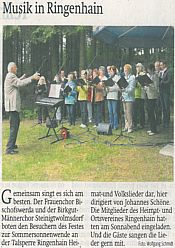 Sächsische Zeitung Jun 2015 - Chorsingen Talsperre